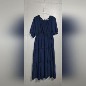 Ophelia Roe Elegant Blue Women's Tiered Maxi  Dress (M)